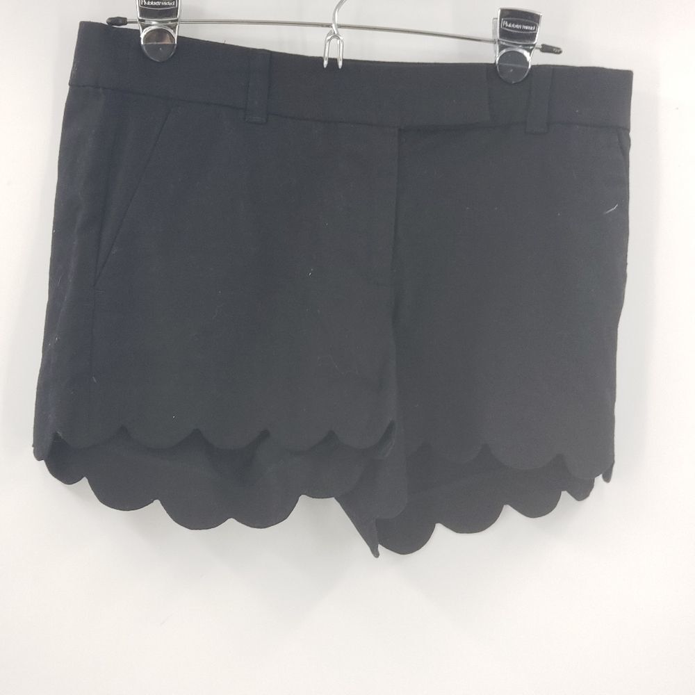 🩵J by J.CREW womens 4 black scalloped hem linen shorts